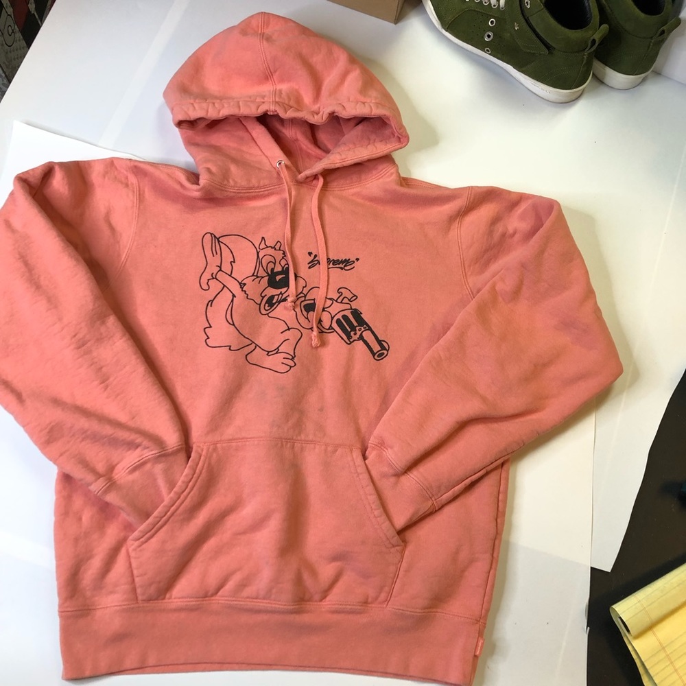 Supreme Mens Medium Size Orange Squirrel Hoodie